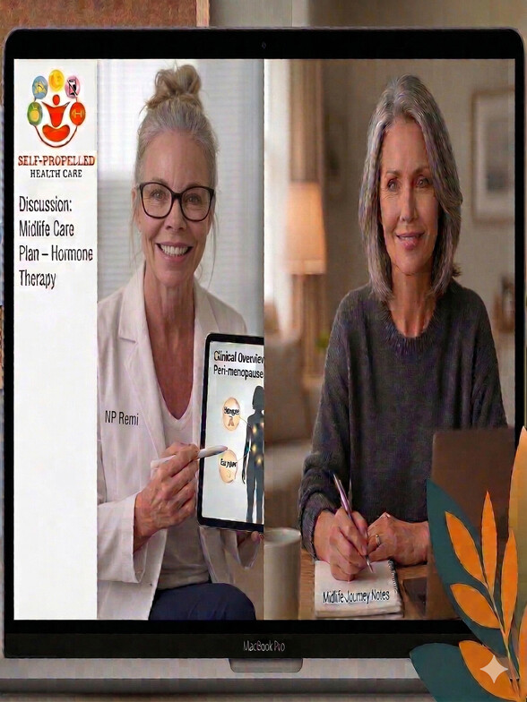Virtual visit between practitioner and midlife woman